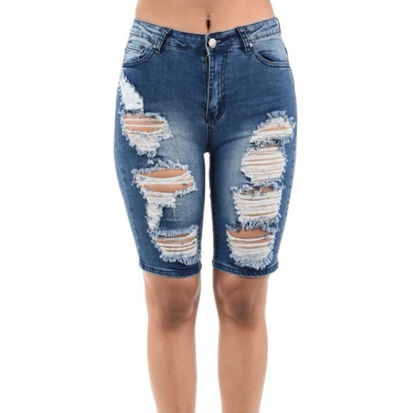 NWT Destroyed Bermuda Shorts - Picture 1 of 3